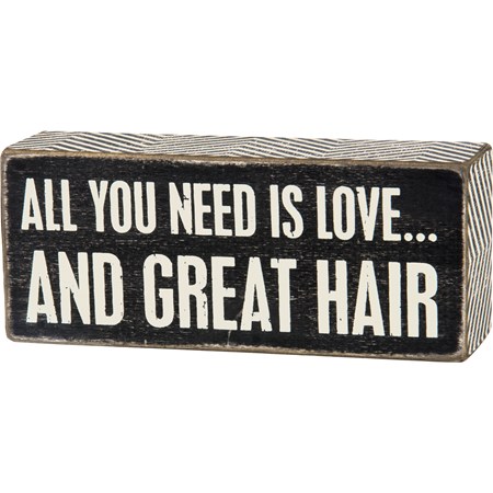 Box Sign - And Great Hair - 6" x 2.50" x 1.75" - Wood, Paper