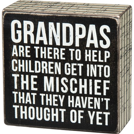 Box Sign - Grandpas - 4" x 4" x 1.75" - Wood