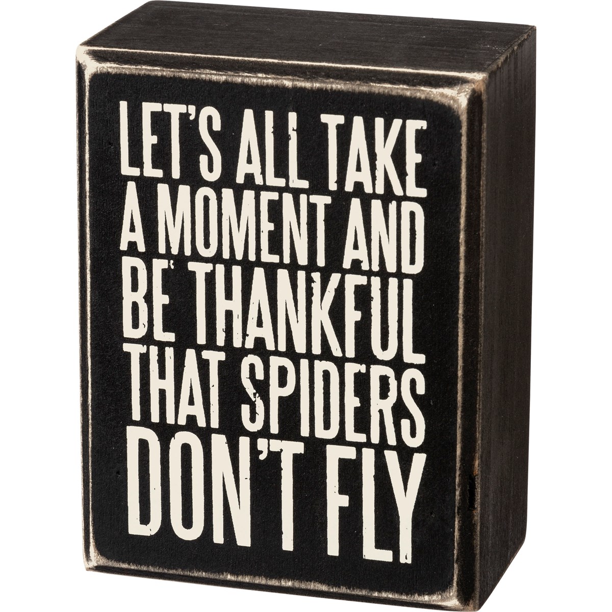 Spiders Don't Fly Box Sign - Wood