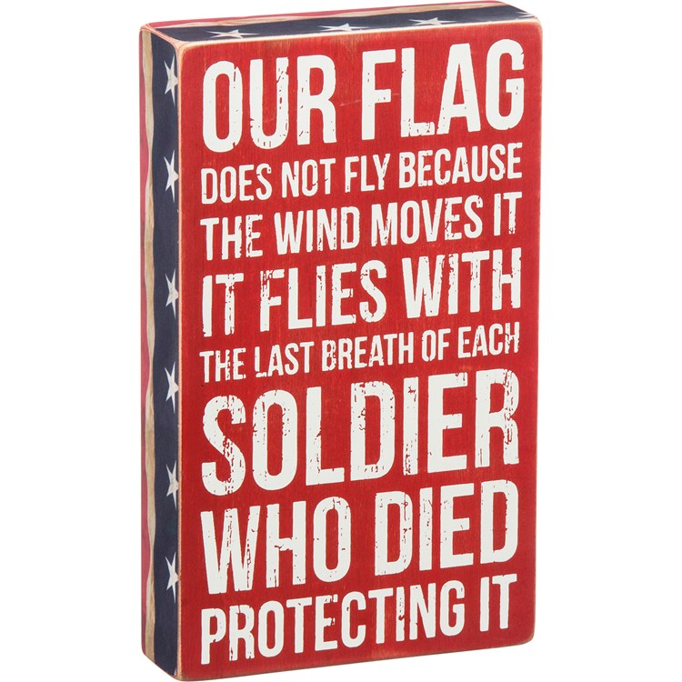Box Sign - Our Flag - 6" x 10" x 1.75" - Wood, Paper