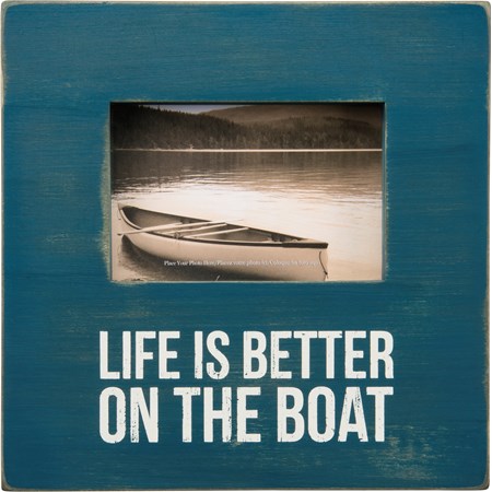 Box Frame - On The Boat - 10" x 10" x 2", Fits 6" x 4" Photo - Wood, Glass