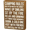 Camping Rules Box Sign - Wood