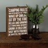 Camping Rules Box Sign - Wood