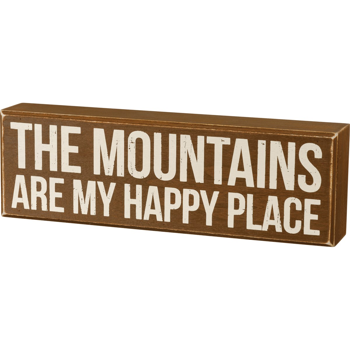 Mountains Is My Happy Place Box Sign - Wood