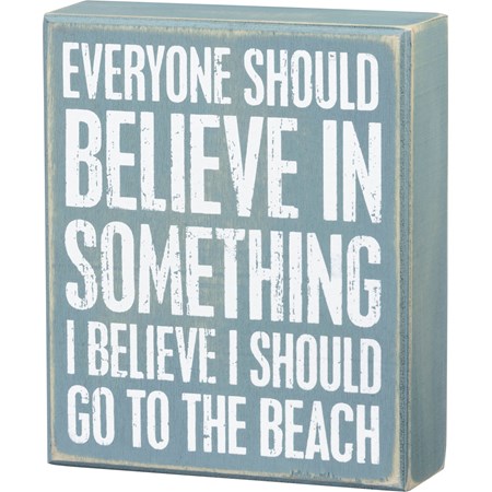 Go To The Beach Box Sign - Wood