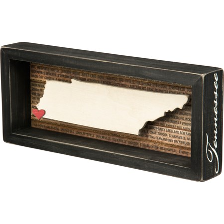 Box Sign - Tennessee - 12" x 5" x 1.75" - Wood, Paper
