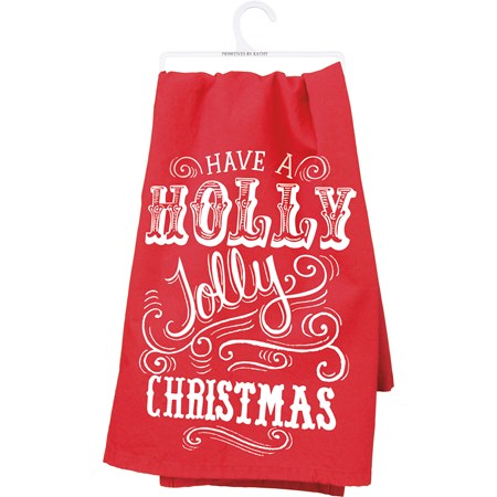 Kitchen Towel - Have A Holly Jolly Christmas - 28" x 28" - Cotton