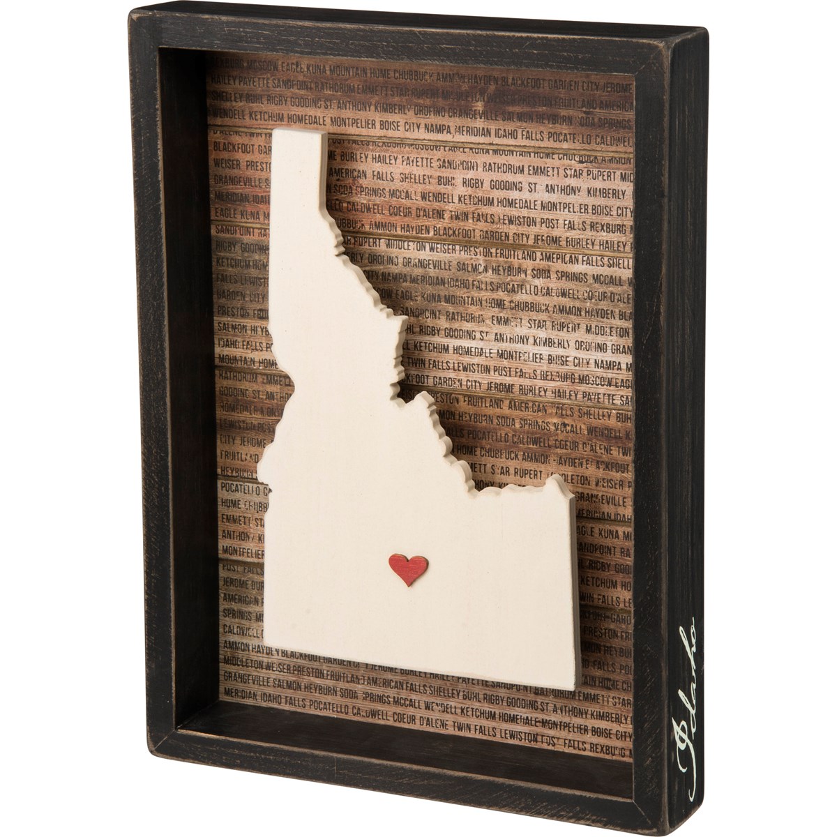 Box Sign - Idaho - 9.50" x 12.75" x 1.75" - Wood, Paper