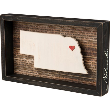 Box Sign - Nebraska - 12.50" x 7.50" x 1.75" - Wood, Paper