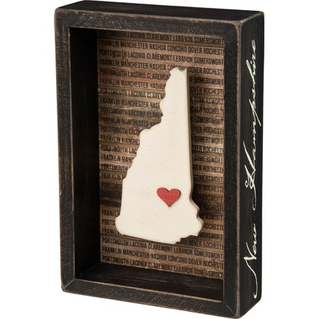 Box Sign - New Hampshire - 5.50" x 8.25" x 1.75" - Wood, Paper