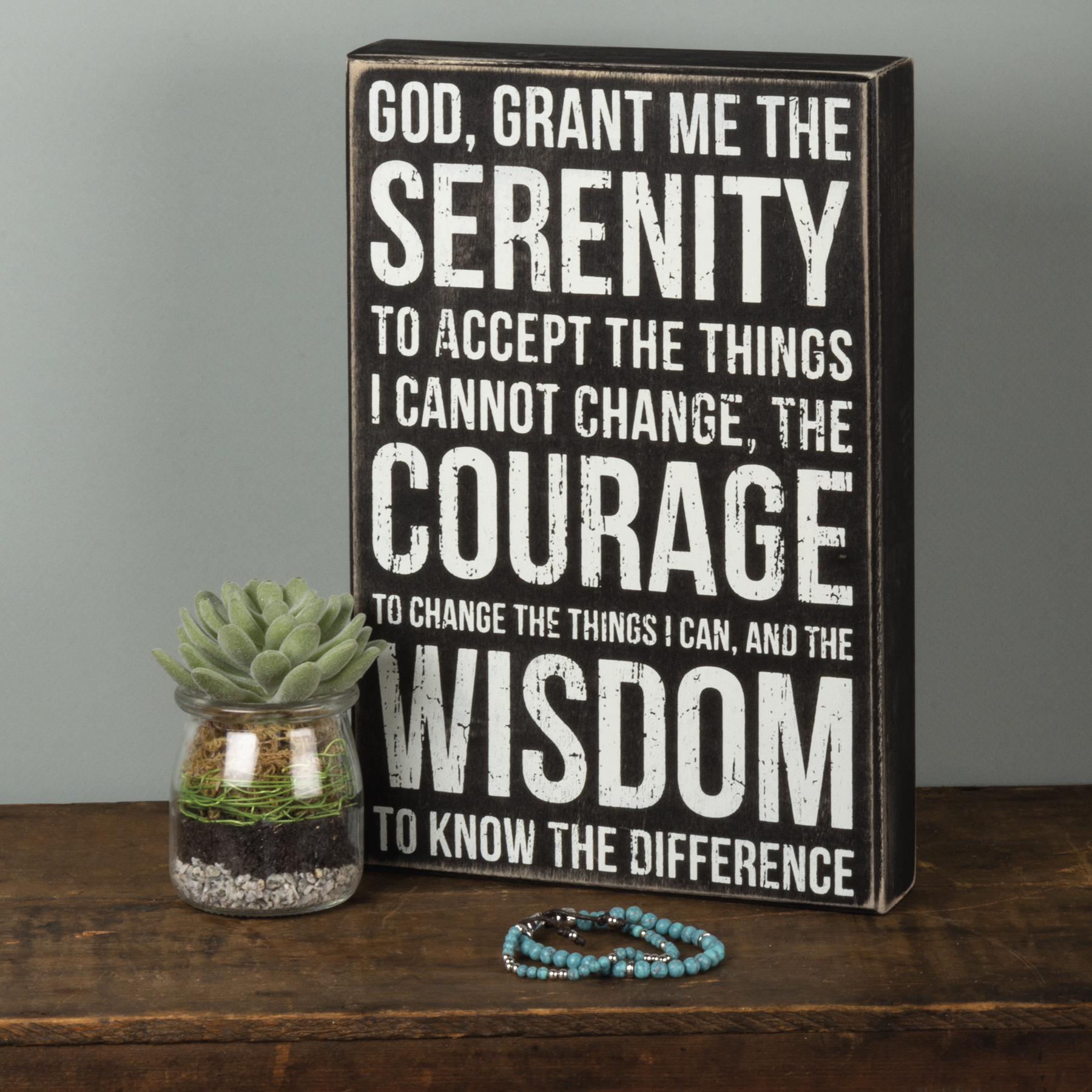 8 x 12-Inches Serenity Prayer Primitives by Kathy Classic Box Sign 