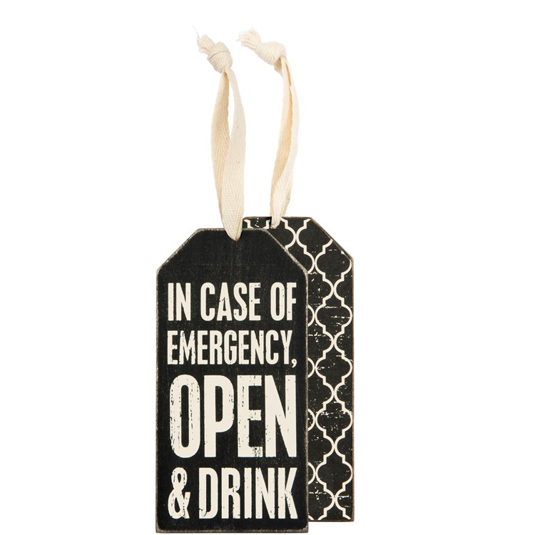 Open & Drink Bottle Tag - Wood, Cotton