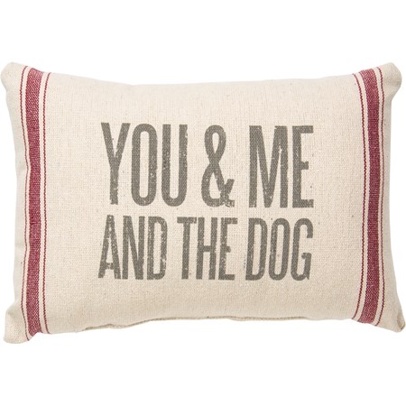 Pillow - You & Me And The Dog - 15" x 10" - Cotton, Zipper