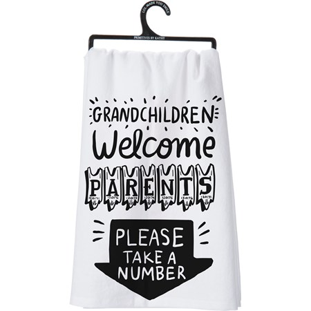 Kitchen Towel - Grandchildren Welcome - 28" x 28" - Cotton
