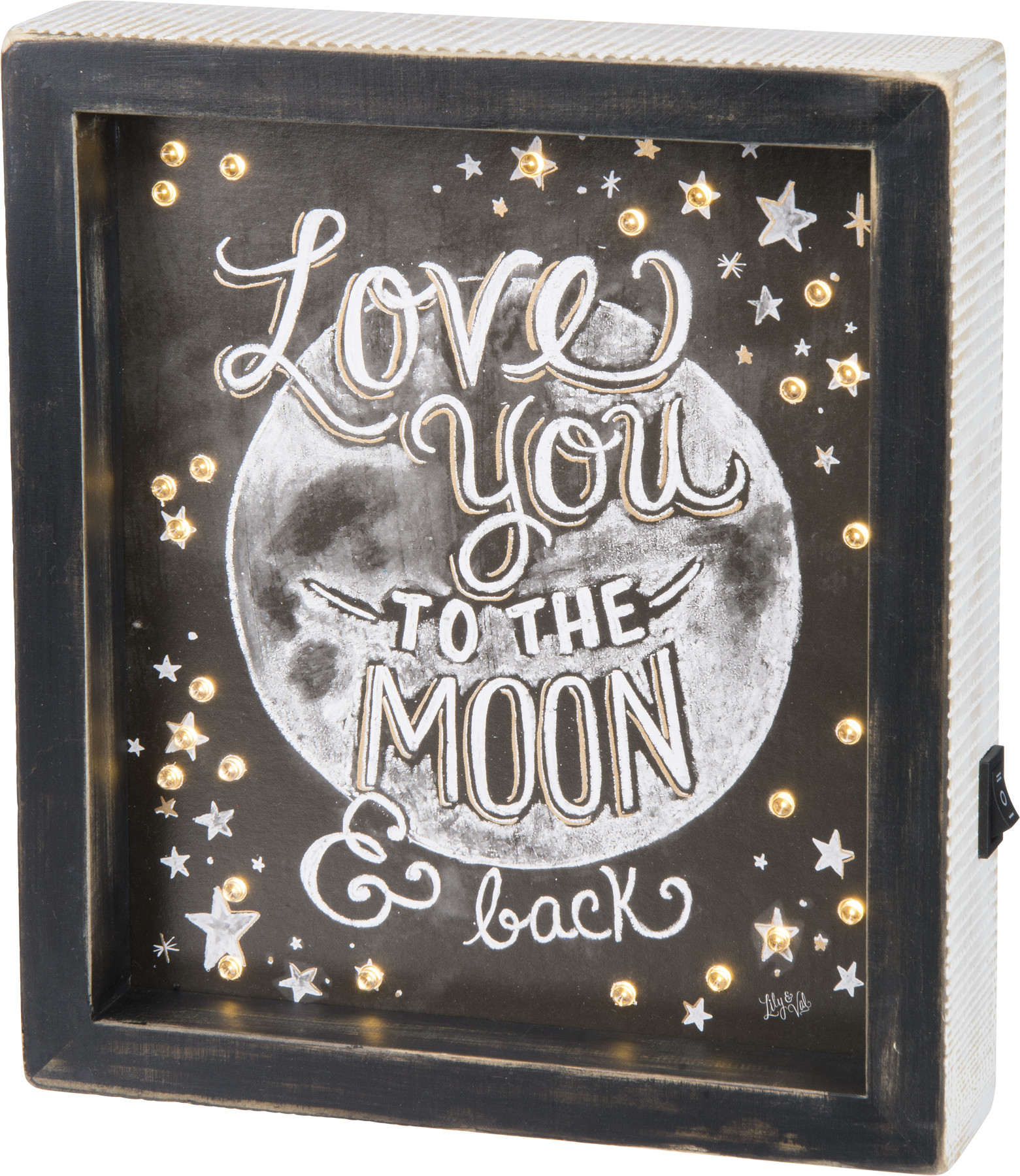 NEW Primitives By Kathy 9" Moon & Back Chalk Box Sign 29325 Home Decoration 