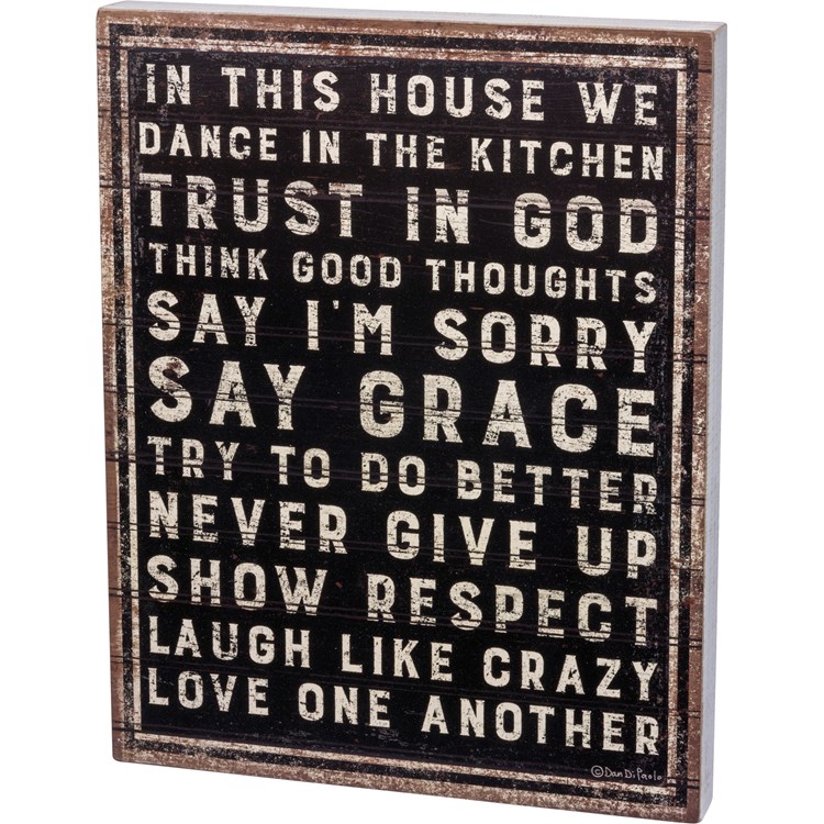 In This House We Dance In The Kitchen Box Sign - Wood, Paper