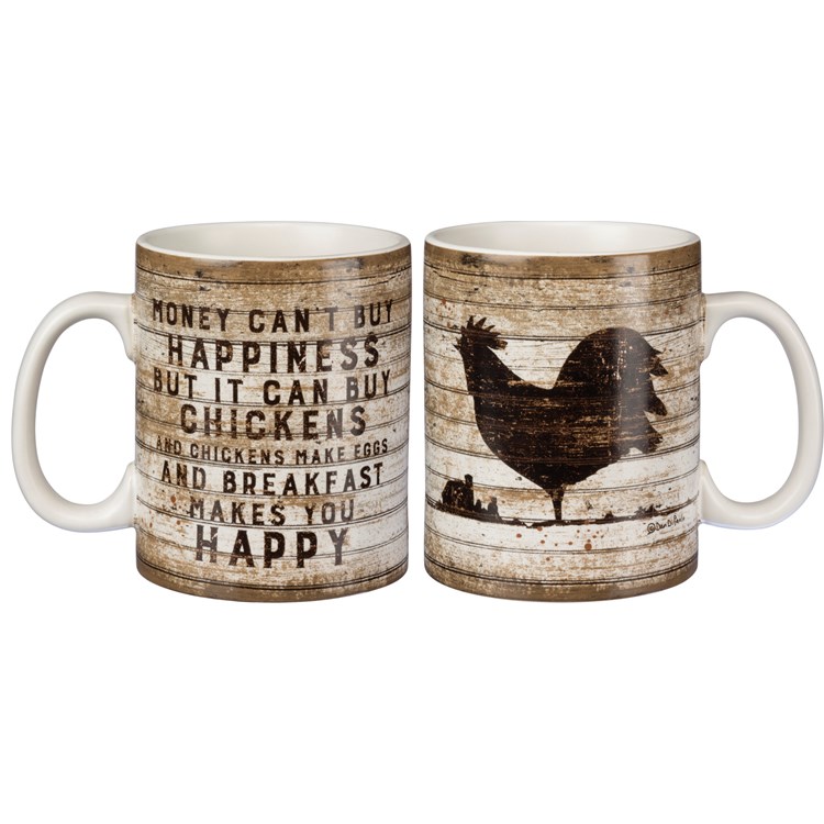 Mug - Buy Happiness But It Can Buy Chickens - 20 oz. - Stoneware