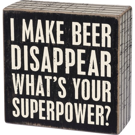 Box Sign - Beer Disappear - 4" x 4" x 1.75" - Wood