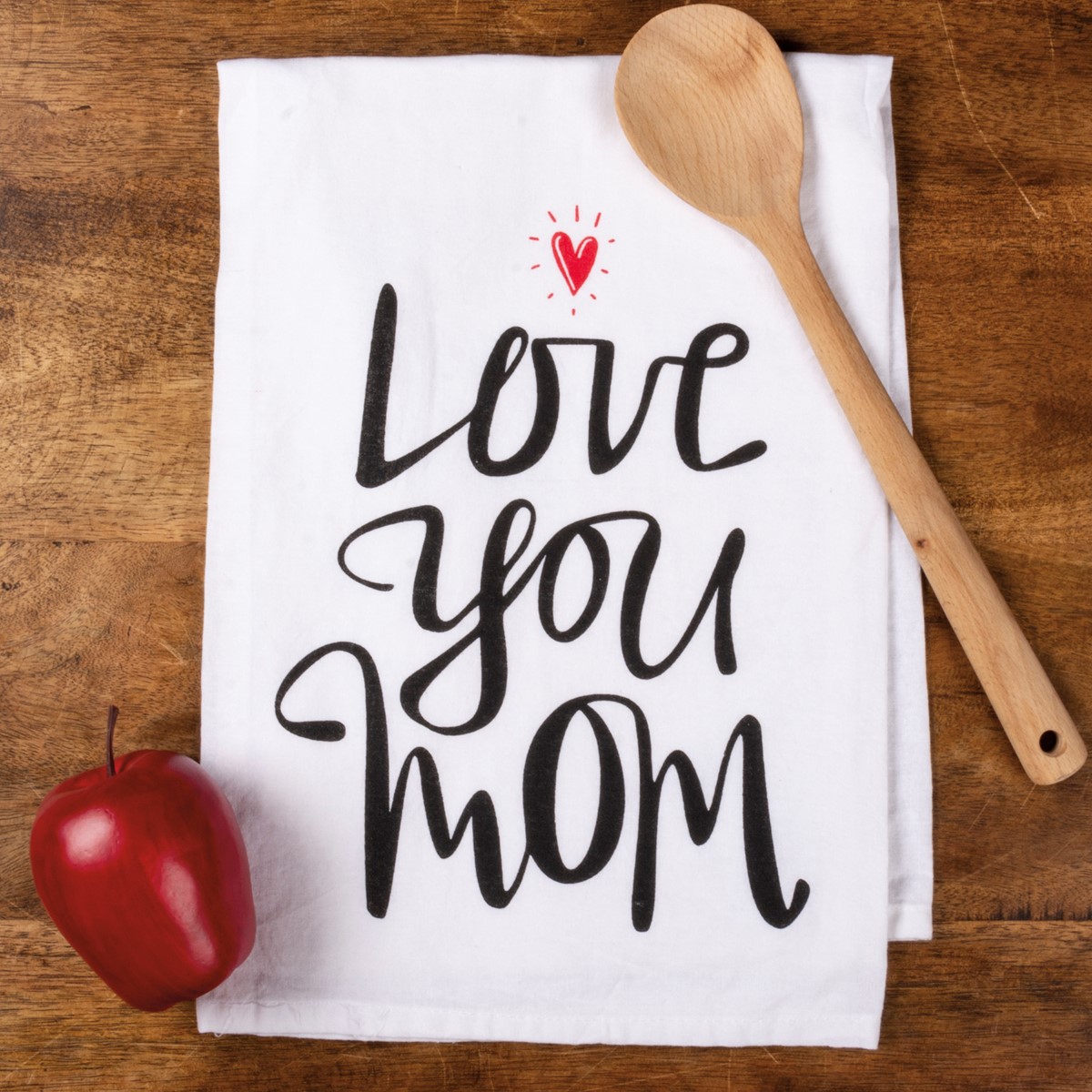 Kitchen Towel - Love You Mom  - 28" x 28" - Cotton