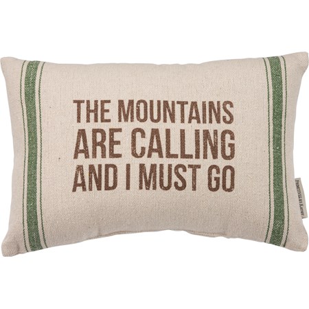 Pillow - Mountains Calling - 15" x 10" - Cotton, Zipper