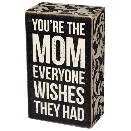 Box Sign - The Mom - 3" x 5" x 1.75" - Wood, Paper