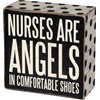 Box Sign - Nurses Are Angels - 4" x 4" x 1.75" - Wood, Paper