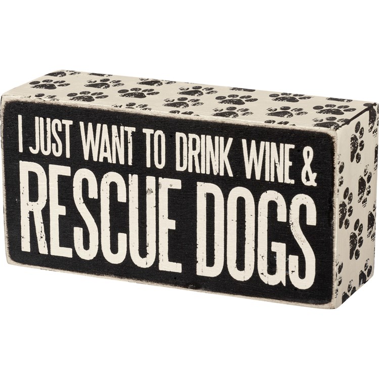 Box Sign - Rescue Dogs - 5" x 2.50" x 1.75" - Wood, Paper