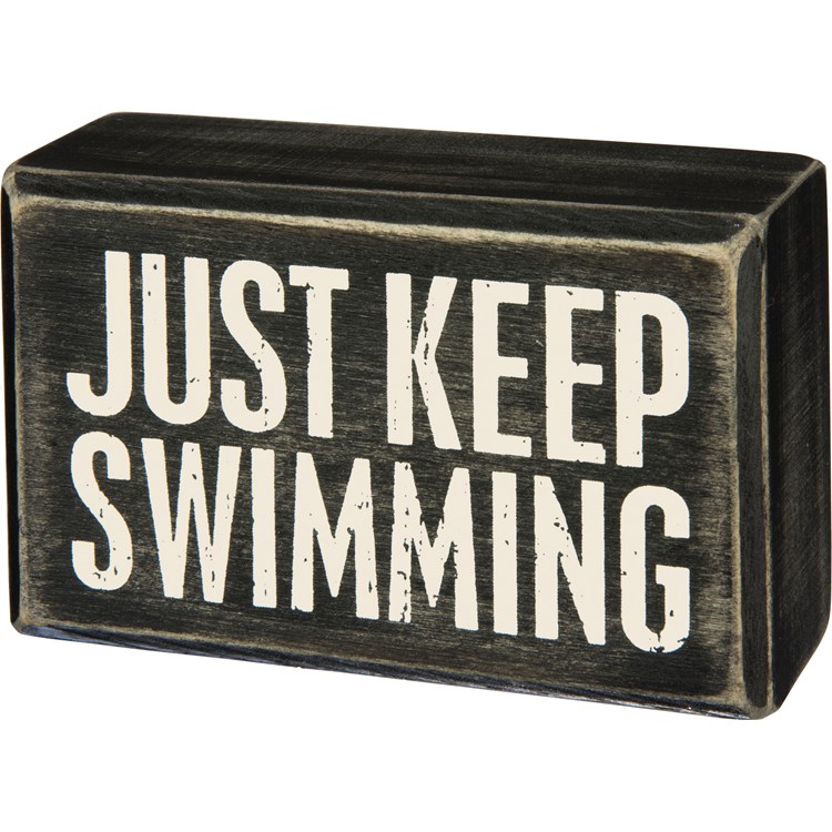 Keep Swimming Box Sign - Wood