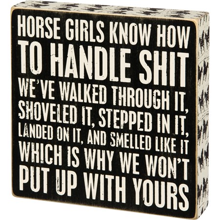 Box Sign - Horse Girls - 8" x 8" x 1.75" - Wood