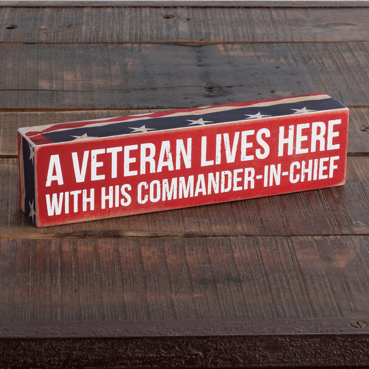 Lives Here With His Commander Box Sign - Wood, Paper