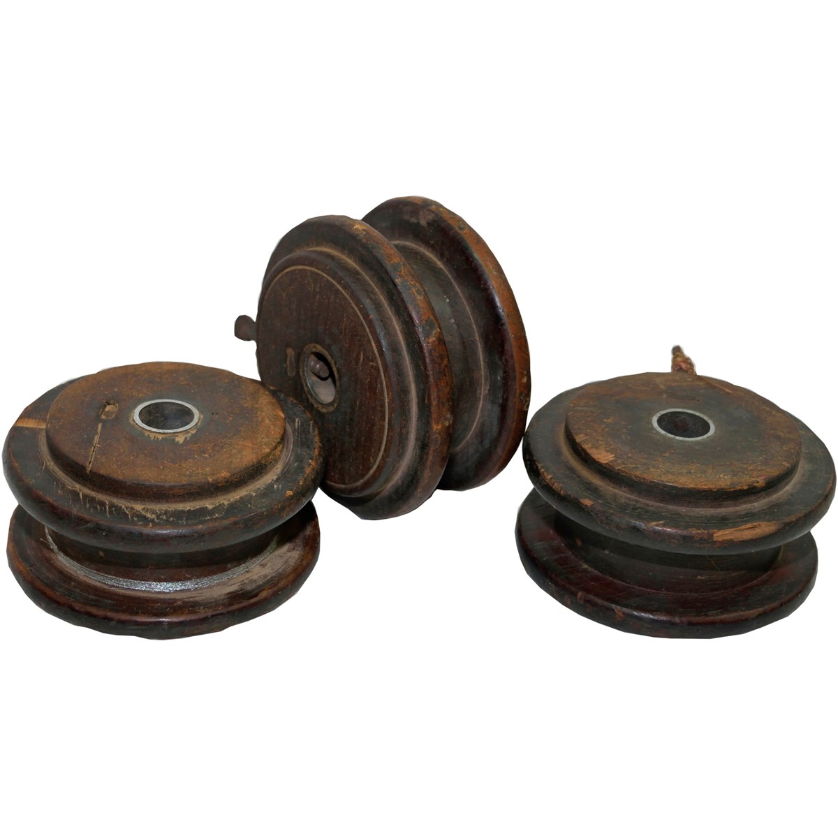 Flat Wooden Spool - 4.25" Diameter x 2" - Wood, Metal