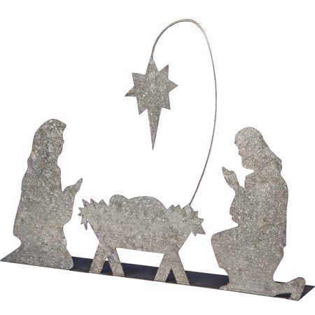 Stand Up - Holy Family - 16" x 14" x 2.75" - Metal, Wire, Mica
