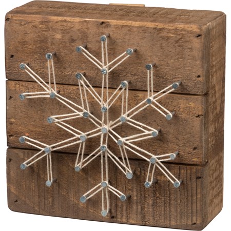 String Art - Snowflake - 4.50" x 4.50" x 1.75" - Wood, Metal, String