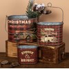 Christmas Bucket Set - Metal, Paper