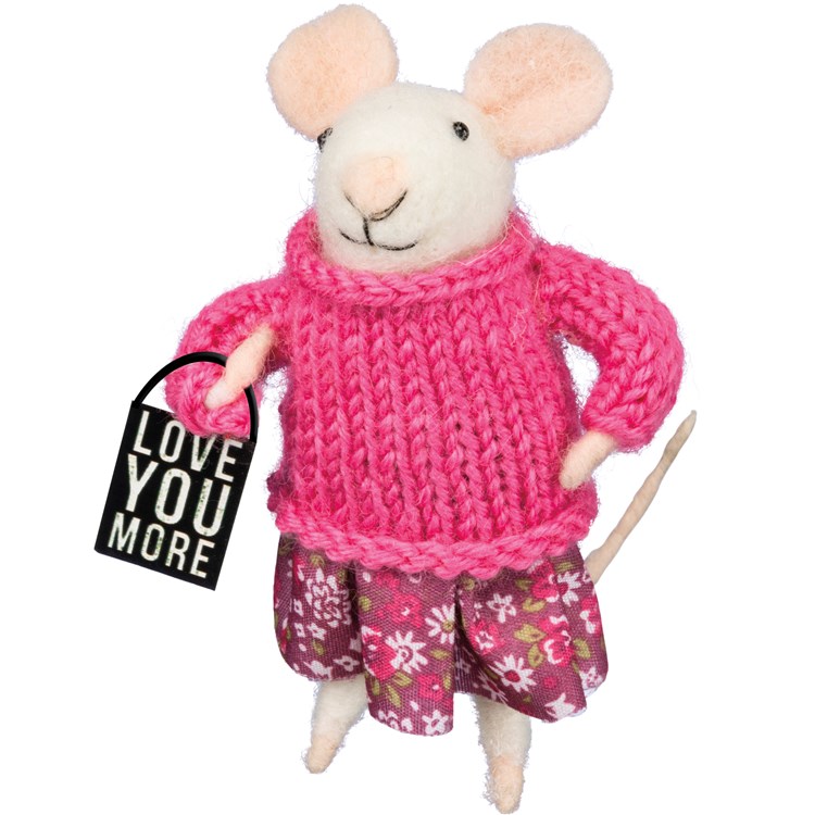 Critter - Love You More Mouse - 1.50" x 4" x 2" - Felt, Fabric, Metal