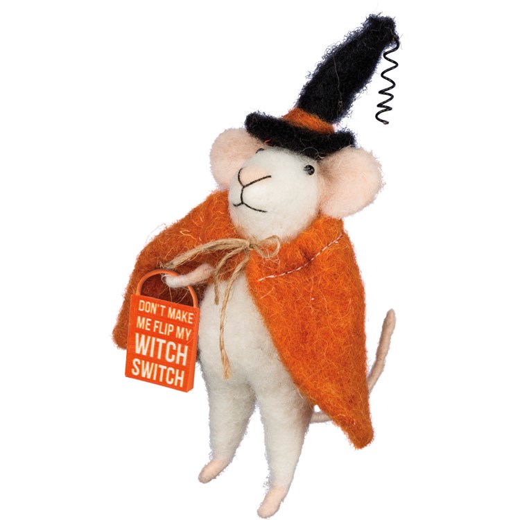 Witch Switch Mouse Critter - Wool, Polyester, Metal, Wire