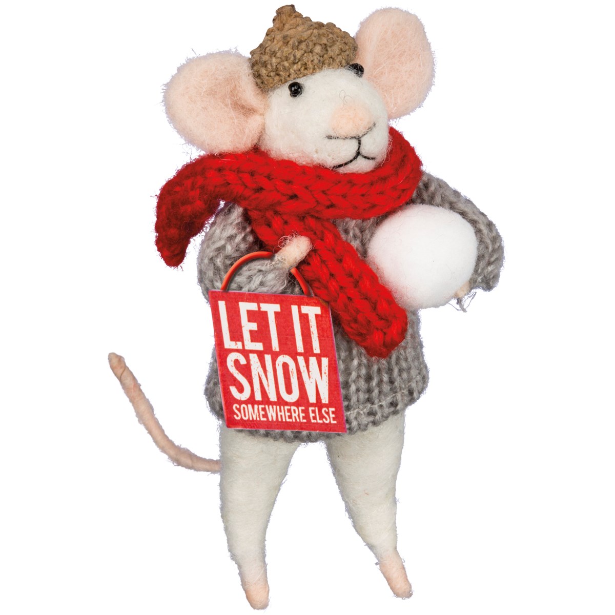 Let It Snow Mouse Critter - Felt, Polyester, Plastic, Metal, Wood