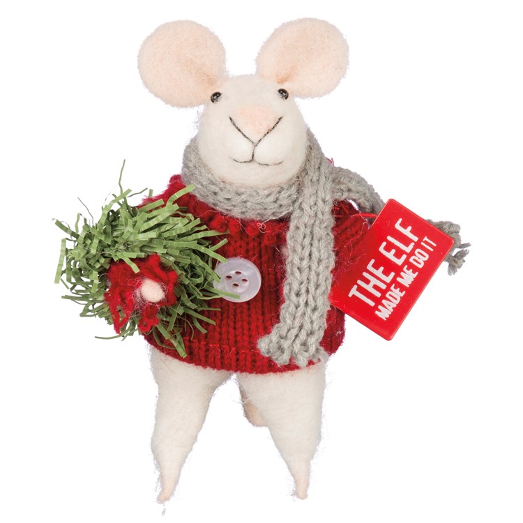 Elf Made Me Mouse Critter - Wool, Polyester, Metal, Plastic