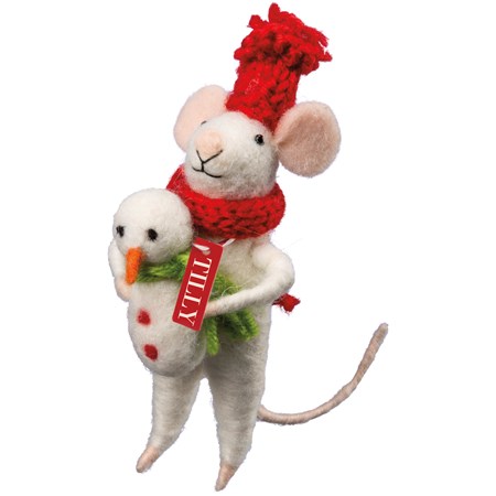 Critter - Tilly Mouse - 2.25" x 4.50" x 2.75" - Felt, Fabric