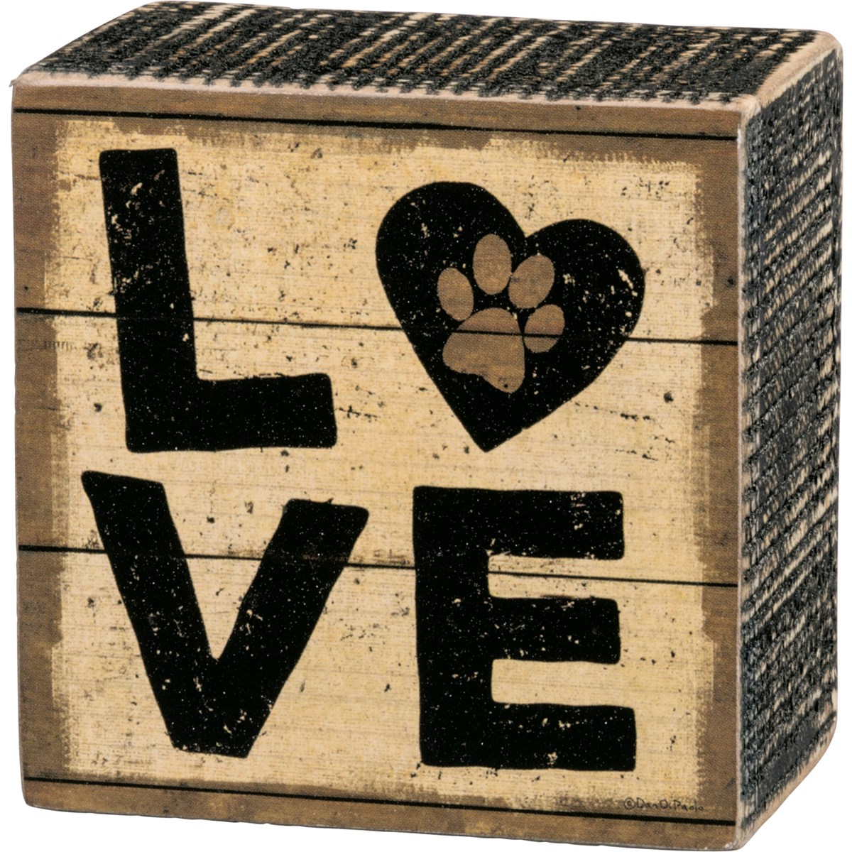 Box Sign - Love - 3" x 3" x 1.75" - Wood, Paper