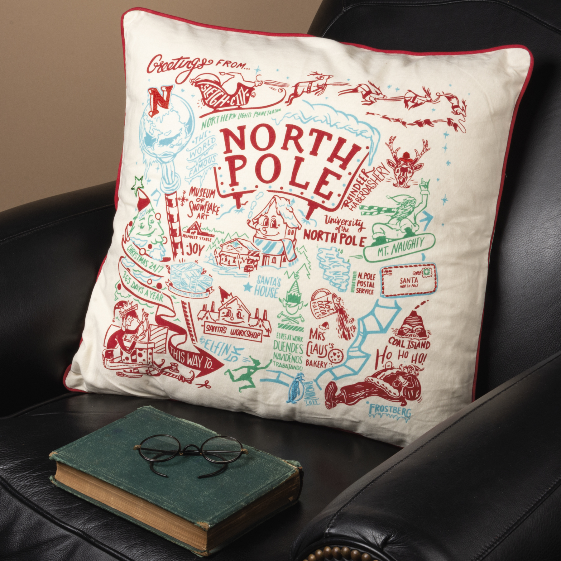 Primitives by Kathy Decorative Super North Pole Holiday Throw Pillow 