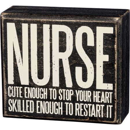 Box Sign - Nurse - 4" x 3.50" x 1.75" - Wood