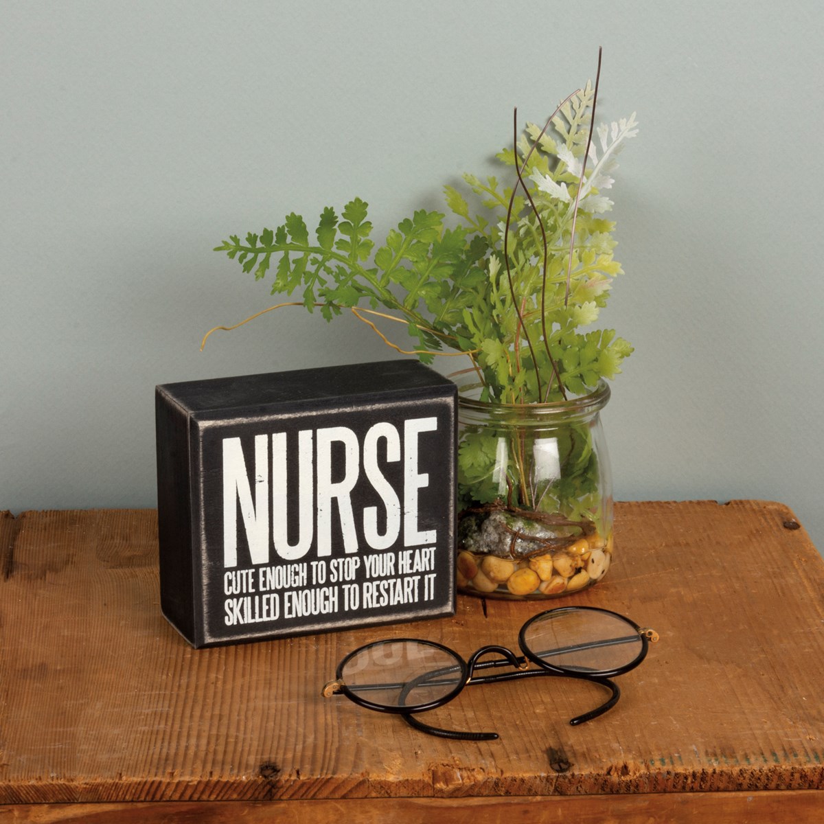 Box Sign - Nurse - 4" x 3.50" x 1.75" - Wood