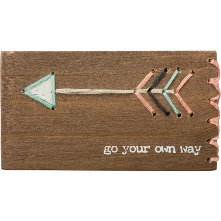 Go Your Own Way Stitched Block - Wood, String, Magnet
