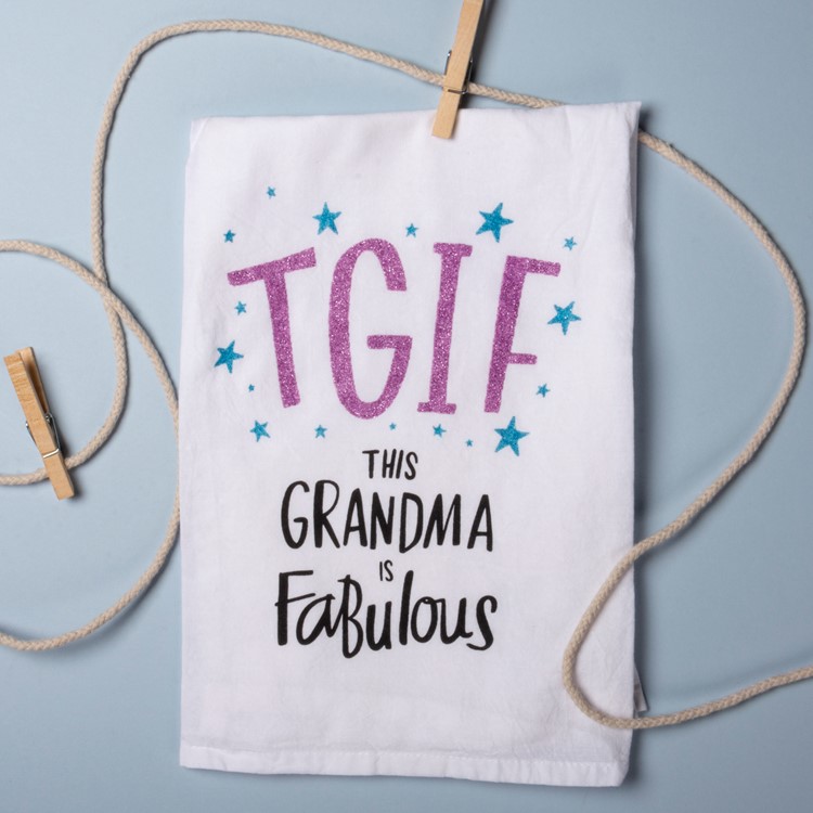 TGIF This Grandma Is Fabulous Kitchen Towel - Cotton, Glitter