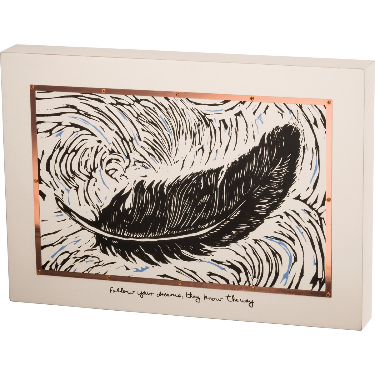 Feather Box Sign - Wood, Metal