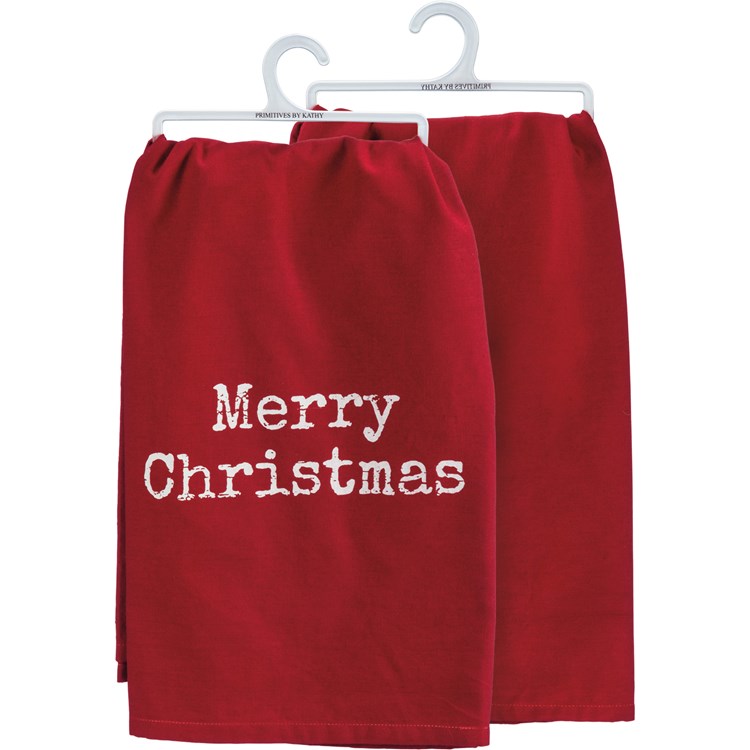 Merry Christmas Rustic Kitchen Towel - Cotton