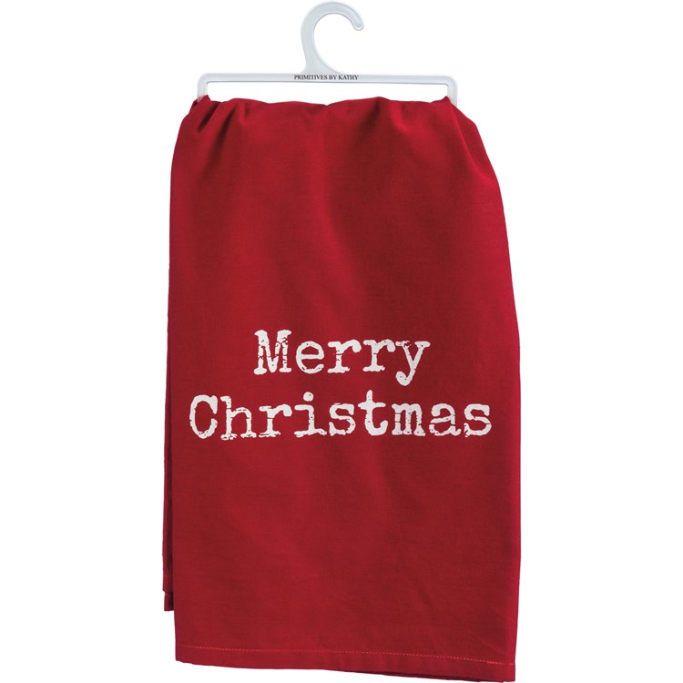 Merry Christmas Rustic Kitchen Towel - Cotton