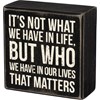 Box Sign - Who We Have - 4" x 4" x 1.75" - Wood