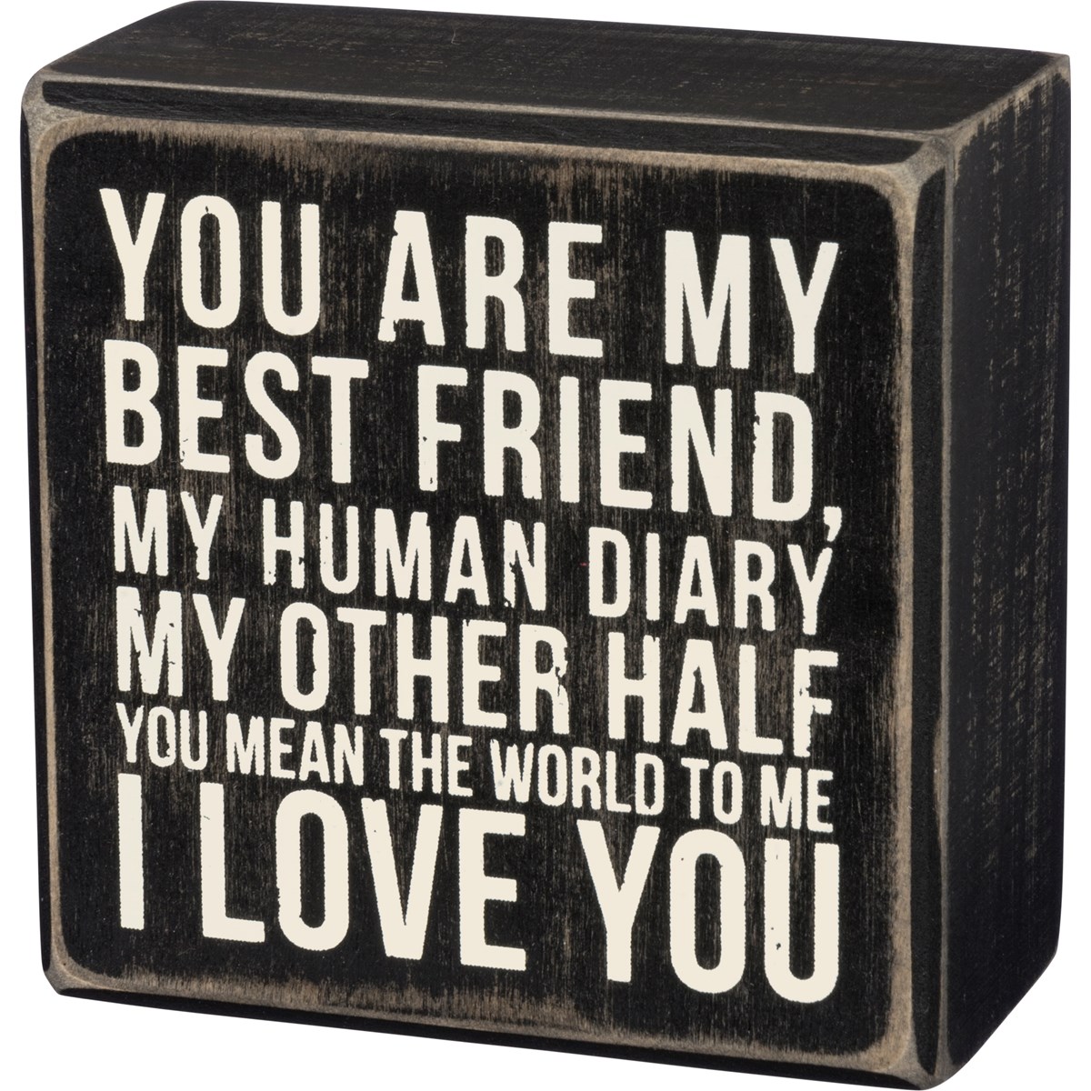 Box Sign - I Love You - 3.50" x 3.50" x 1.75" - Wood